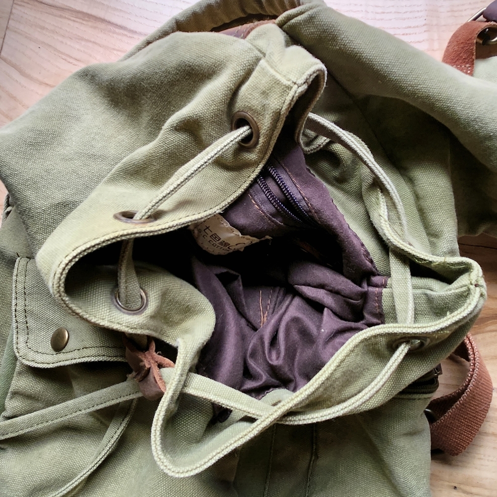 Green Canvas Backpack - image 5